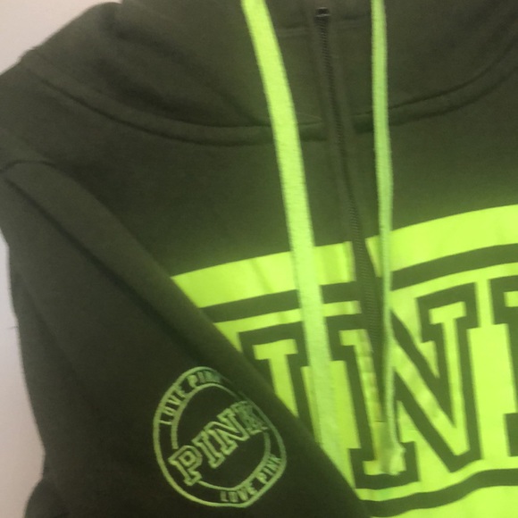 Dark green and neon green pink Victoria secret hoodie - Picture 2 of 3